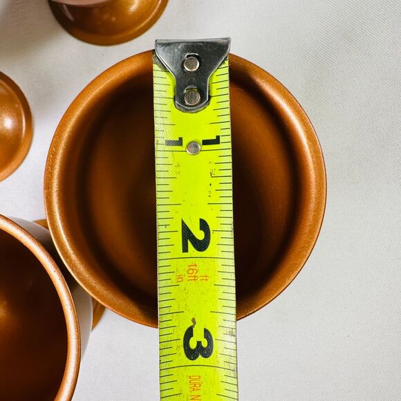 Vintage Metallic Copper Colored Pedestal Non-Food Set of 4 Cups Minor Flaws - Picture 8 of 9